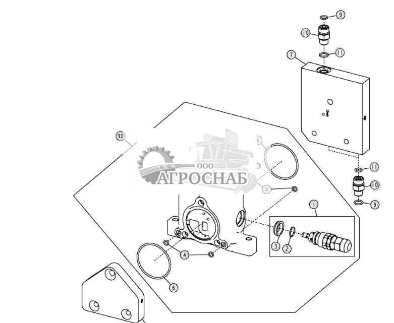Впускная и выпускная секции левого главного гидравлического регулирующего клапана (стандартные органы управления) - ST3617 475.jpg